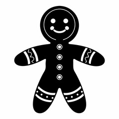 Gingerbread man holiday biscuit or cookie flat vector icon, Gingerbread man silhouette vector