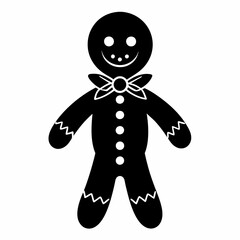 Gingerbread man holiday biscuit or cookie flat vector icon, Gingerbread man silhouette vector