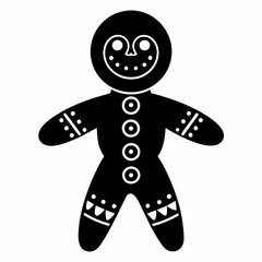 Gingerbread man holiday biscuit or cookie flat vector icon, Gingerbread man silhouette vector