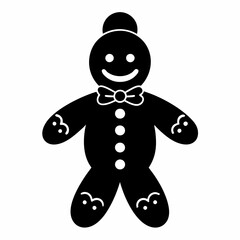 Gingerbread man holiday biscuit or cookie flat vector icon, Gingerbread man silhouette vector