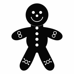 Gingerbread man holiday biscuit or cookie flat vector icon, Gingerbread man silhouette vector