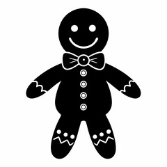 Gingerbread man holiday biscuit or cookie flat vector icon, Gingerbread man silhouette vector