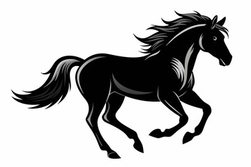 Running horse silhouette  vector illustration 