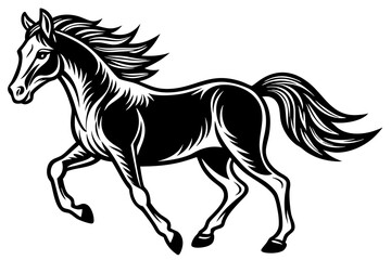 Running horse silhouette  vector illustration 