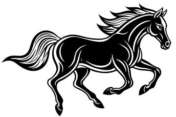 Running horse silhouette  vector illustration 
