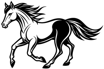 Running horse silhouette  vector illustration 