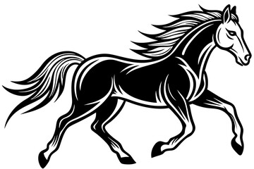 Running horse silhouette  vector illustration 