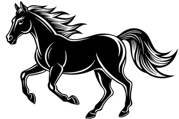 Running horse silhouette  vector illustration 