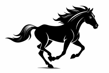 Running horse silhouette  vector illustration 