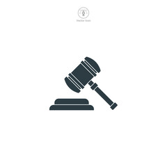 Gavel Icon. Legal and Law theme symbol vector illustration isolated on white background