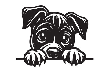 Peeking Dog Laser Cut File, Peeking Dog Silhouette Vector