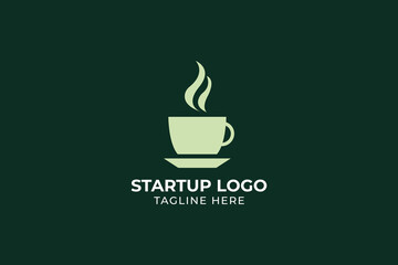 restaurant logo green, tea icon, tea talk, tea cup natural drink, coffee cup logo, Cafe emblem icon, 