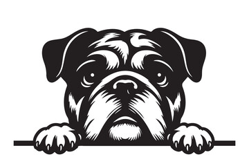 Peeking Dog Laser Cut File, Peeking Dog Silhouette Vector