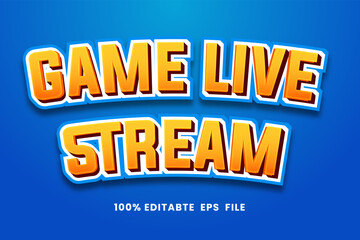 vector game live stream 3d text effect Fully Editable.