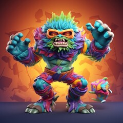 Supercharged Psychedelic Monster Superheroes in Action - Vibrant and Exciting Kids' Theme with Heroic Dynamism