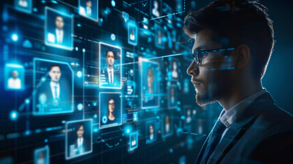 Dynamic scene of HR department employing digital technology to streamline candidate selection process efficiently, Job application process, Recruitment management business concept.