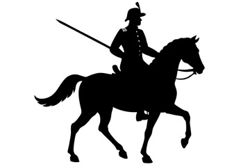Silhouette of a horseman with a saber vector illustration 