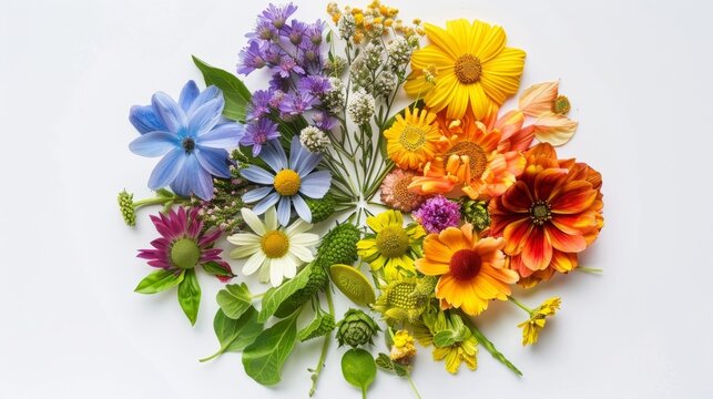 A pie chart shaped like a flower with each petal representing a different cate of plants and their respective proportions in a particular region..