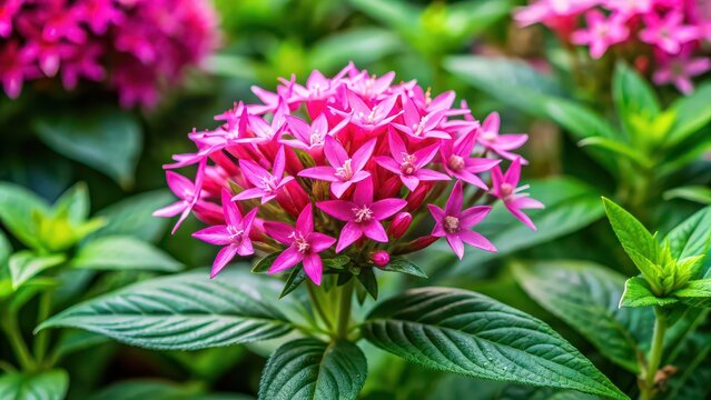 Pink double-flowered pentas flower blooming in a garden, pink, double, flower, pentas, blooming, garden, nature, plant