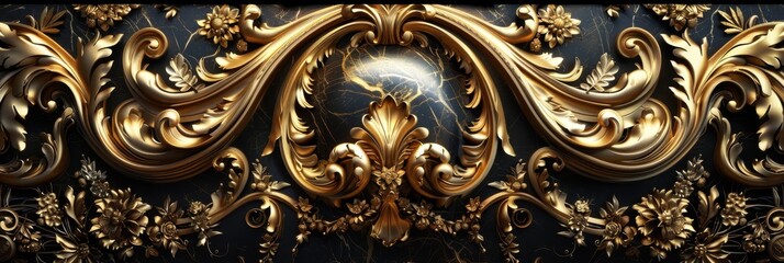 Baroque Classical Abstract Marble Framed Ceiling Art with Ornate Border. Luxury Lavish Decor Elements with Seamless Pattern Background Texture