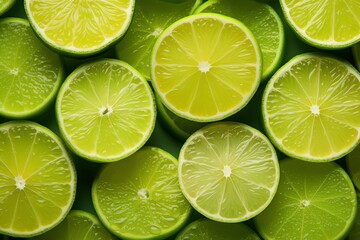 Lime Slices Arranged in a Pattern, realistic photo, stock photo