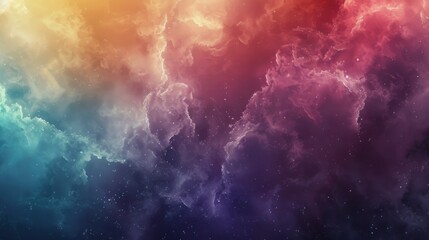 Fototapeta premium Vibrant cosmic nebula with colorful clouds in space, featuring an ethereal blend of colors that create a mesmerizing and dynamic abstract background.