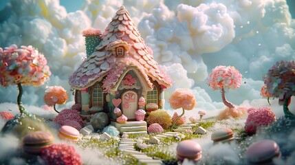Fototapeta premium Candy Cottage in a Whimsical Land