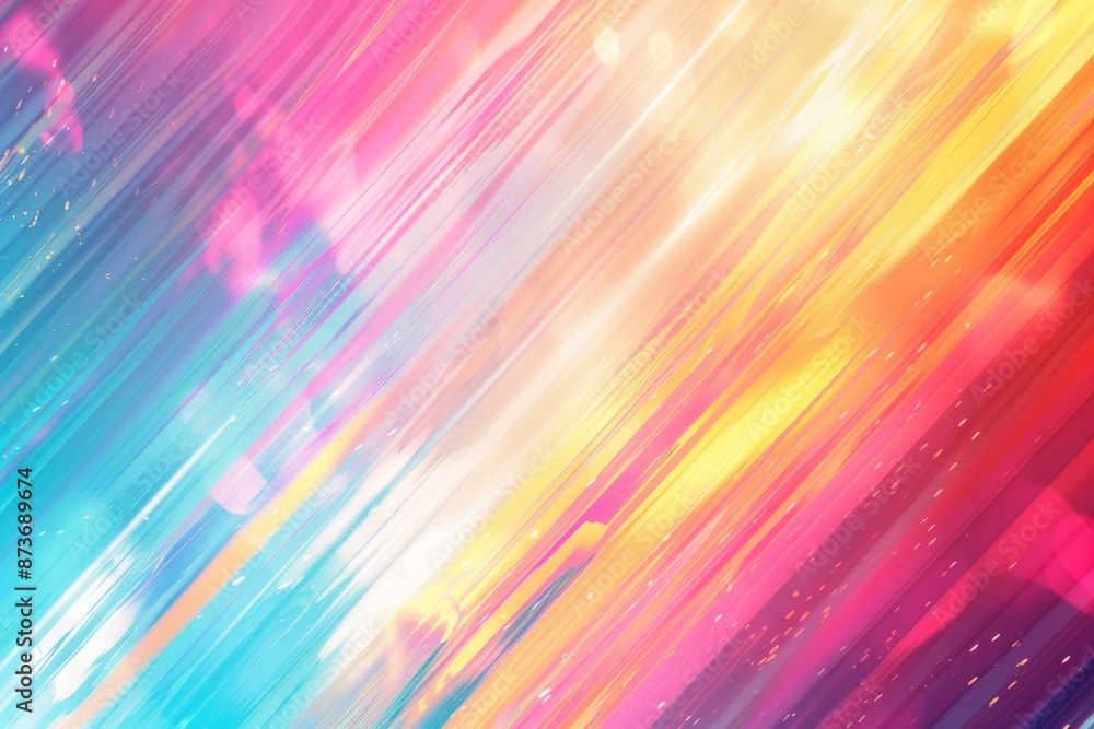 Poster colorful abstract background featuring bright diagonal stripes with bokeh effect