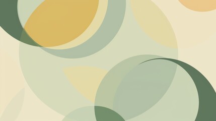 An abstract background pattern with overlapping circles in shades of green and yellow