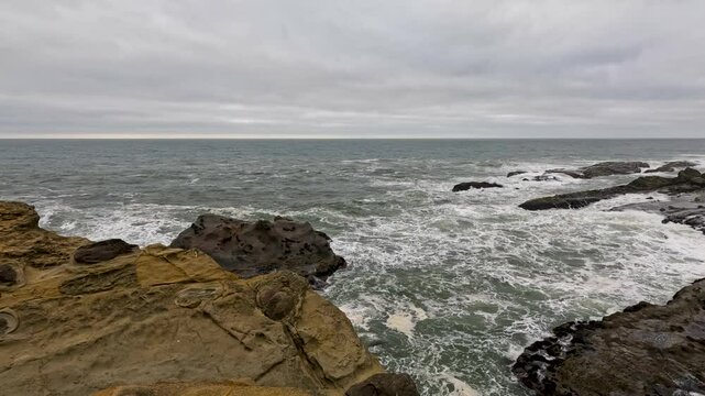 Pacific Ocean rock filled coast