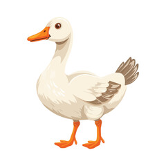 Fototapeta premium Cartoon cute goose isolated on white solid background
