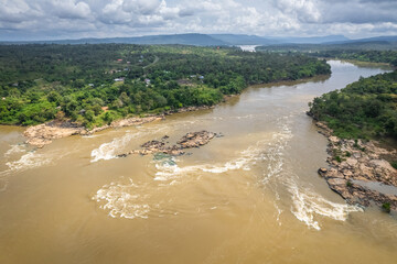 Aerial view of Mun River at Kaeng Tana National Park, Ubon Ratchathani, Thailand