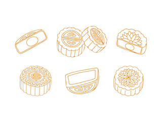 Moon Cake Chinese Food Illustration with Cartoon Style