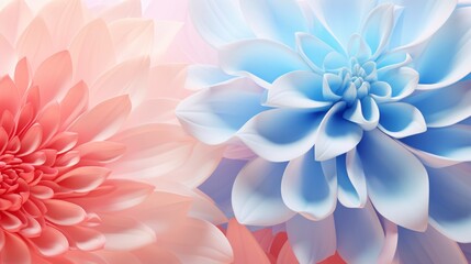Obraz premium A close-up view of pink and light blue dahlias in full bloom