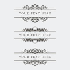 Ornate vintage frames and elements. Classic calligraphy, vector floral motif