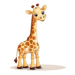 Cartoon giraffe with big eyes and brown spots. Suitable for childrens books, nursery decor, stationery, and educational materials.