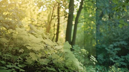 A soothing color palette of muted greens and soft earth tones evoking the calming and healing qualities of the natural world..