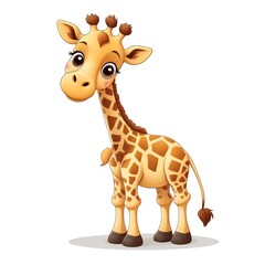 Obraz premium Cartoon giraffe with big eyes and brown spots. Suitable for childrens books, nursery decor, stationery, and educational materials.