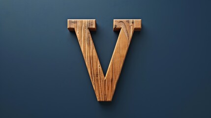 Alphabet wooden concept with V letters isolated on navy blue background