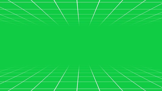3d perspective grid lines loop animation on green screen background