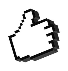 Thumbs Up Like hand 3D pixel icon. Unique style Emoji icons vector collection.	