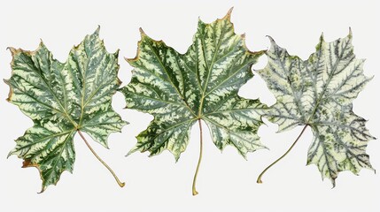 Three Variegated Maple Leaves