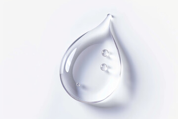 Serum-gel toner drop, transparent liquid texture for skincare, isolated on white background