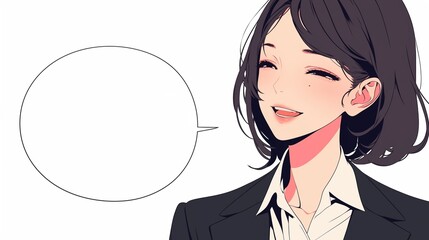 話しているビジネスウーマン、無地の吹き出し41