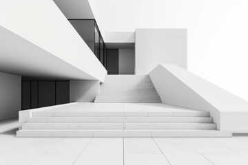 Obraz premium Modern Architecture: White Minimalist Building Entrance