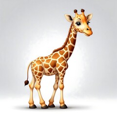 Obraz premium Cartoon giraffe with big eyes and brown spots. Suitable for childrens books, nursery decor, stationery, and educational materials.