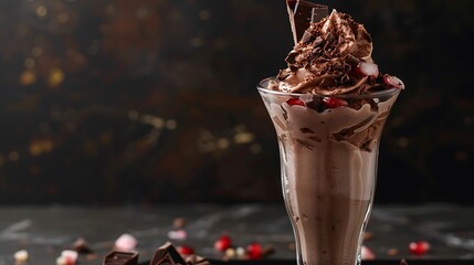 Chocolate ice cream in a collins glass alice background