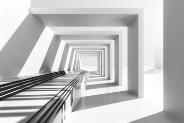 Obraz premium Minimalist White Architecture with Receding Perspective