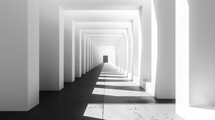 Abstract Perspective of a White Corridor