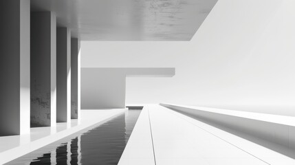 Obraz premium Minimalist Architecture with a Water Feature